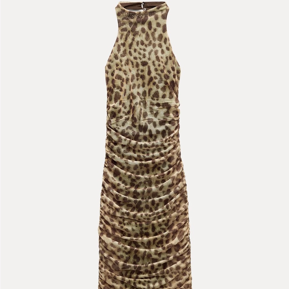 Zara Strapless Animal Print Dress